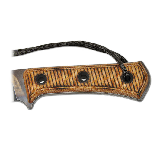 TRC Apocalypse Torched Natural Canvas Micarta handle detail