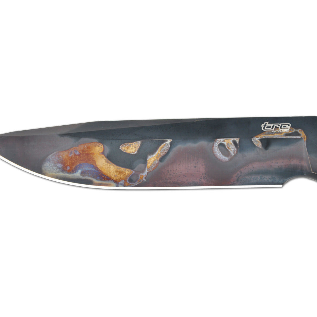 Apocalyptic finish blade on TRC Apocalypse survival knife