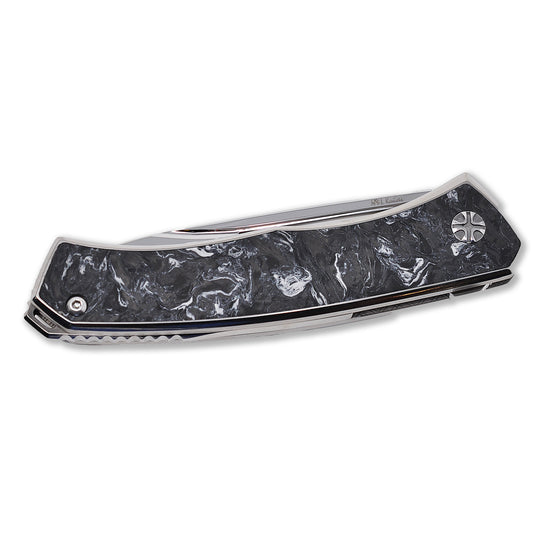 Gorgeous Custom Carbon Fiber inlays on NL Knives Aurum Ultimate Custom folding knife