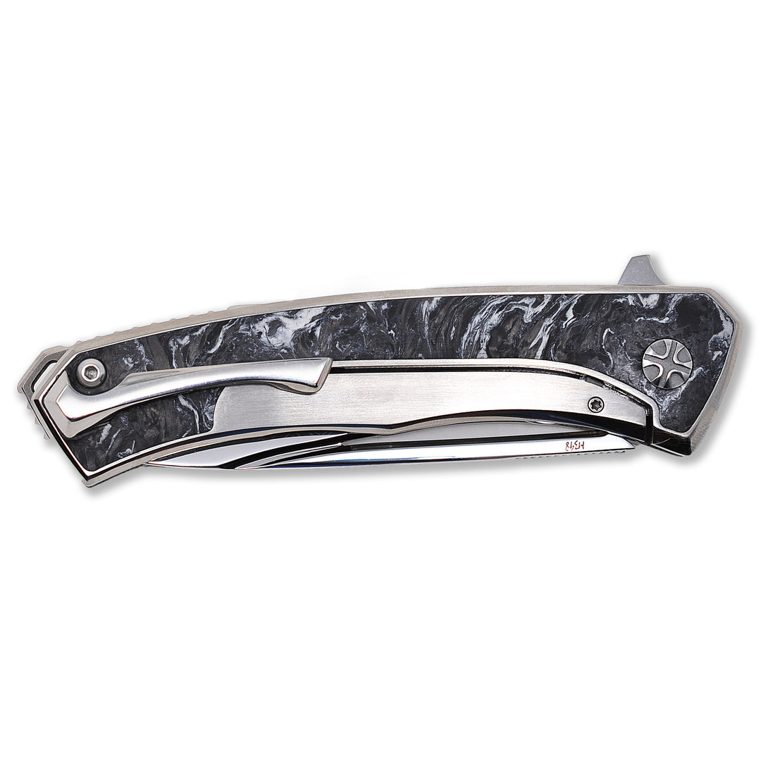 Folded NL Knives Aurum Ultimate Custom with titanium pocket clip
