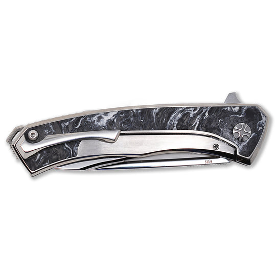 Folded NL Knives Aurum Ultimate Custom with titanium pocket clip
