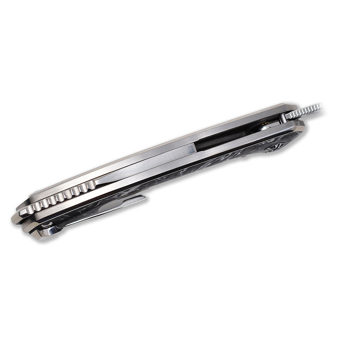 Titanium backspacer on NL Knives Aurum Ultimate Custom folding knife