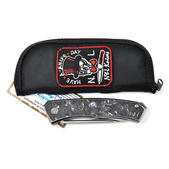 Zipper pouch and Certificate of Authenticity are included with NL Knives Aurum Ultimate Custom knife