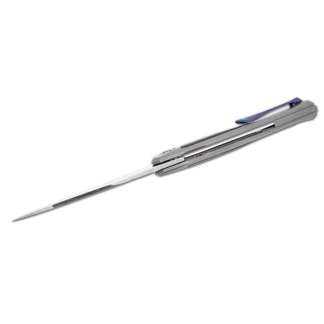 top view of the NL Knives NoWa Carbon M398 folding knife