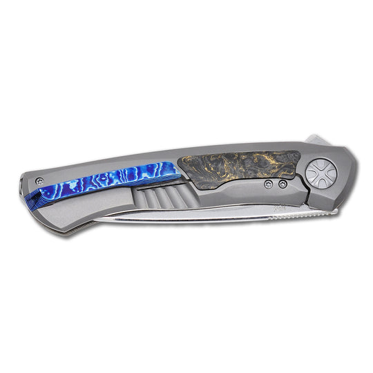 NL Knives NoWa Carbon Timascus pocket clip, folded knife