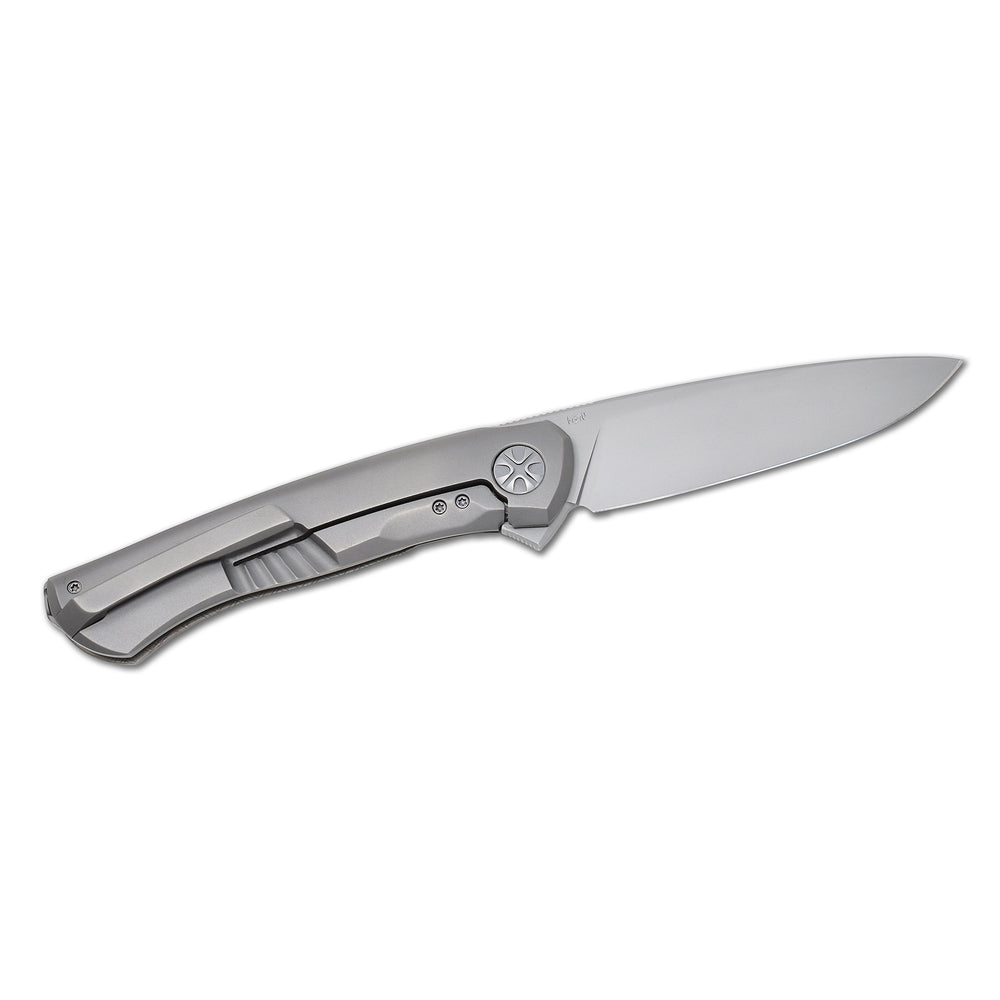 NL Knives NoWa EDC M390 stonewashed Drop Point blade