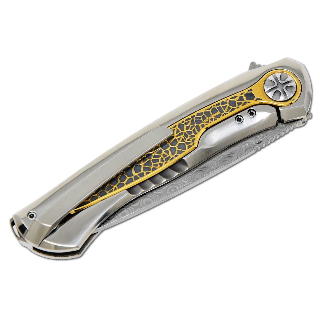 Folded NL Knives Super NoWa knife with mirror polished titanium pocket clip