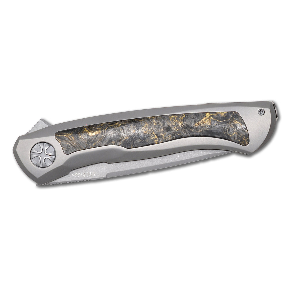 NL Knives NoWa knife folded, custom Carbon Fiber inlay details