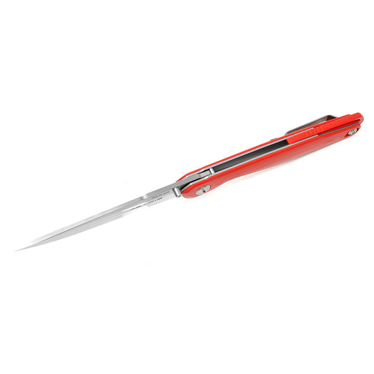 Mr. Blade Astris Red folding knife with satin D2 blade – top view