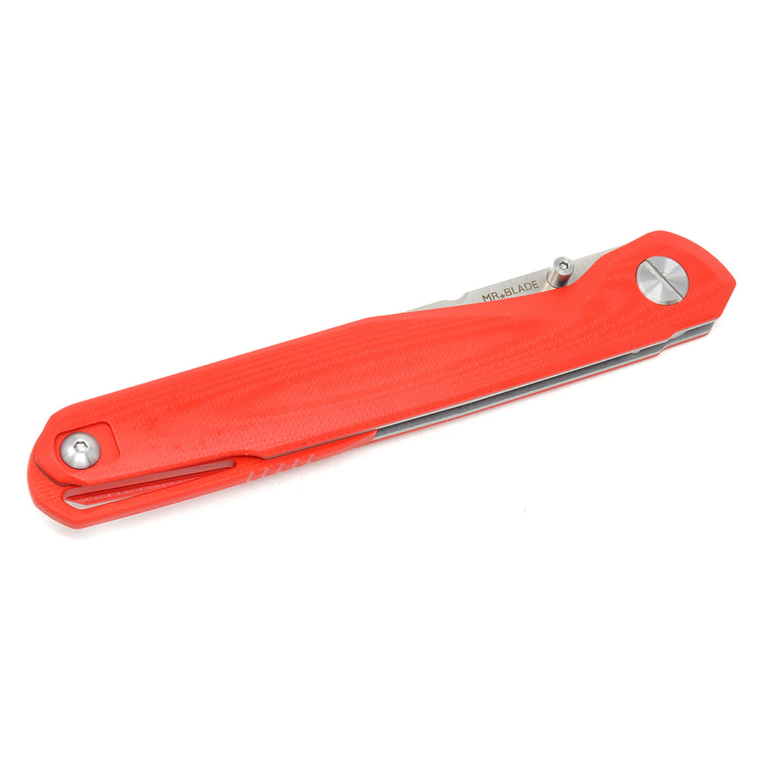 Mr. Blade Astris Red closed position with Red G10 handle.