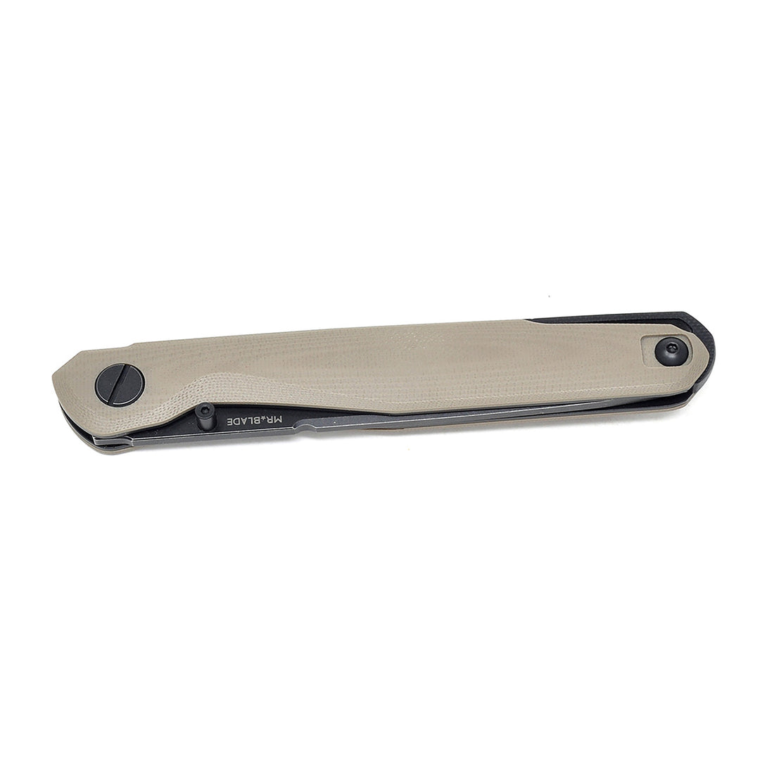 Mr. Blade Astris Tan closed position with Tan G10 handle.
