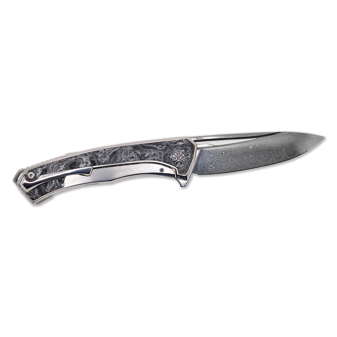 other side of the  Aurum Ultimate Custom Raindrop Edition folding knife by NL Knives.