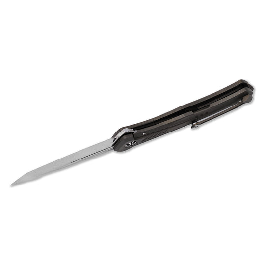 Frame lock in Aurum Nudist Bronze knife from NL Knives