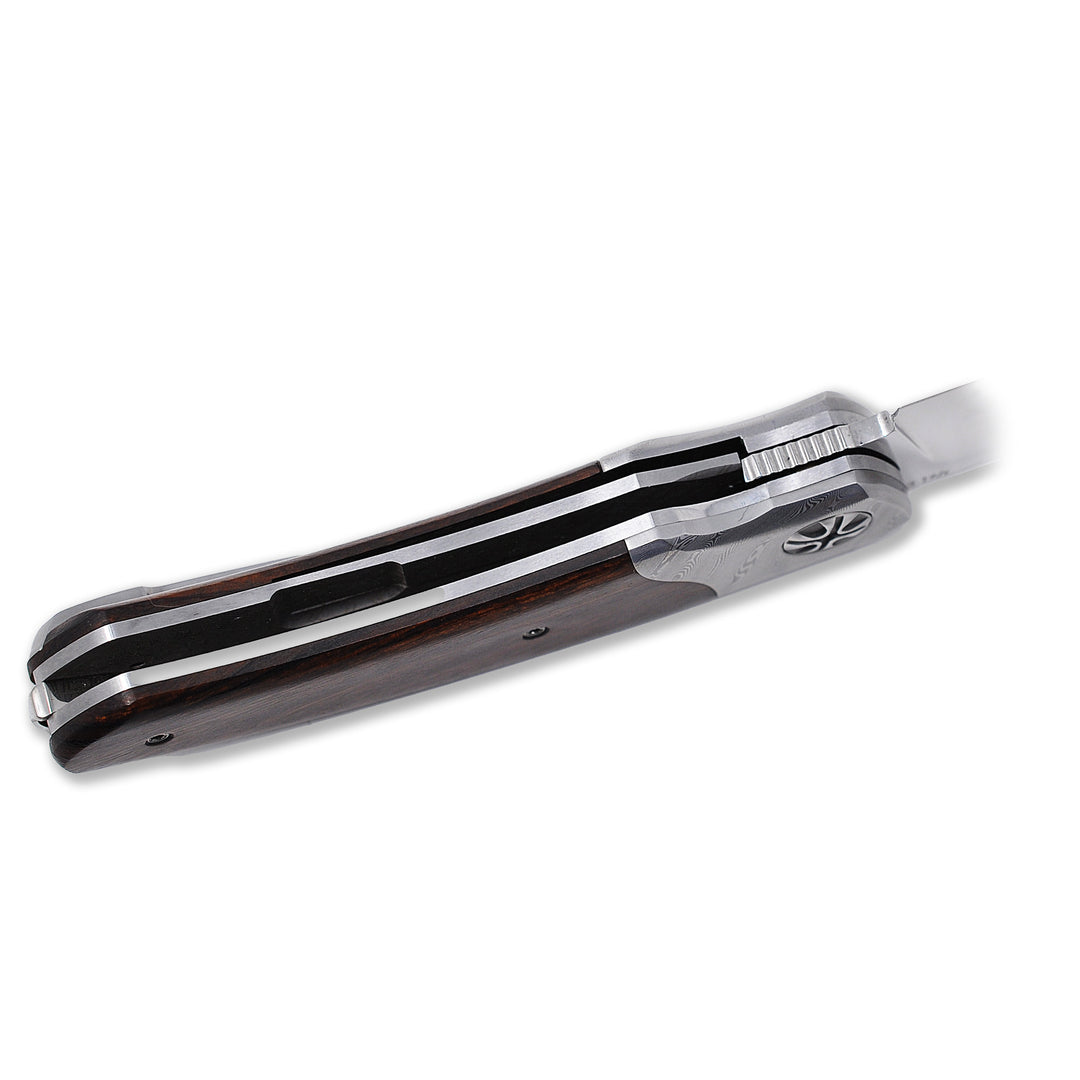 Liner lock on Baba Yaga MagnaCut Edition folding knife from NL Knives