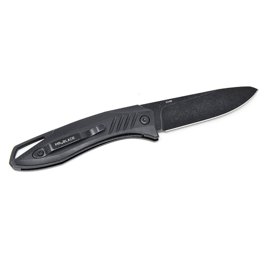 Budget-friendly blackwashed D2 EDC knife by Mr. Blade.