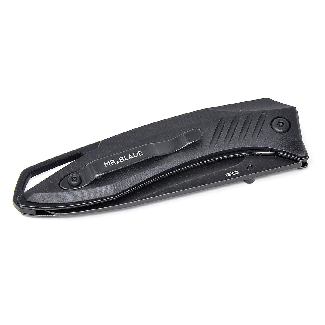 Black G10 textured grip on Mr. Blade Bang Black