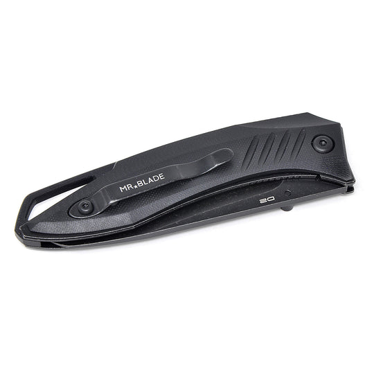 Black G10 textured grip on Mr. Blade Bang Black