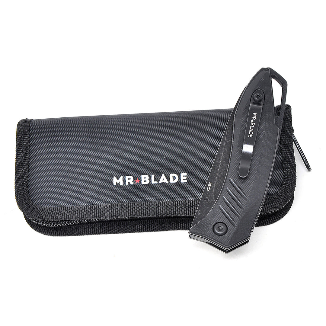 Mr. Blade Bang Black with zipper pouch and branded cloth.