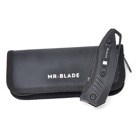 Mr. Blade Bang Black with zipper pouch and branded cloth.