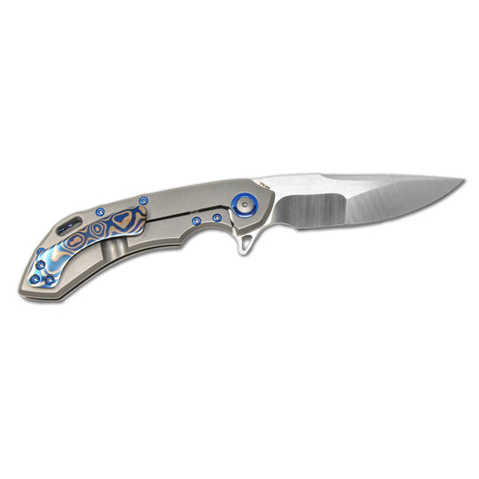 Custom Olamic knife with Fedokume and titanium handle