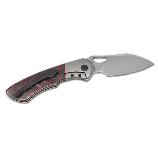 Olamic WhipperSnapper knife satin Wharnfoot blade close-up