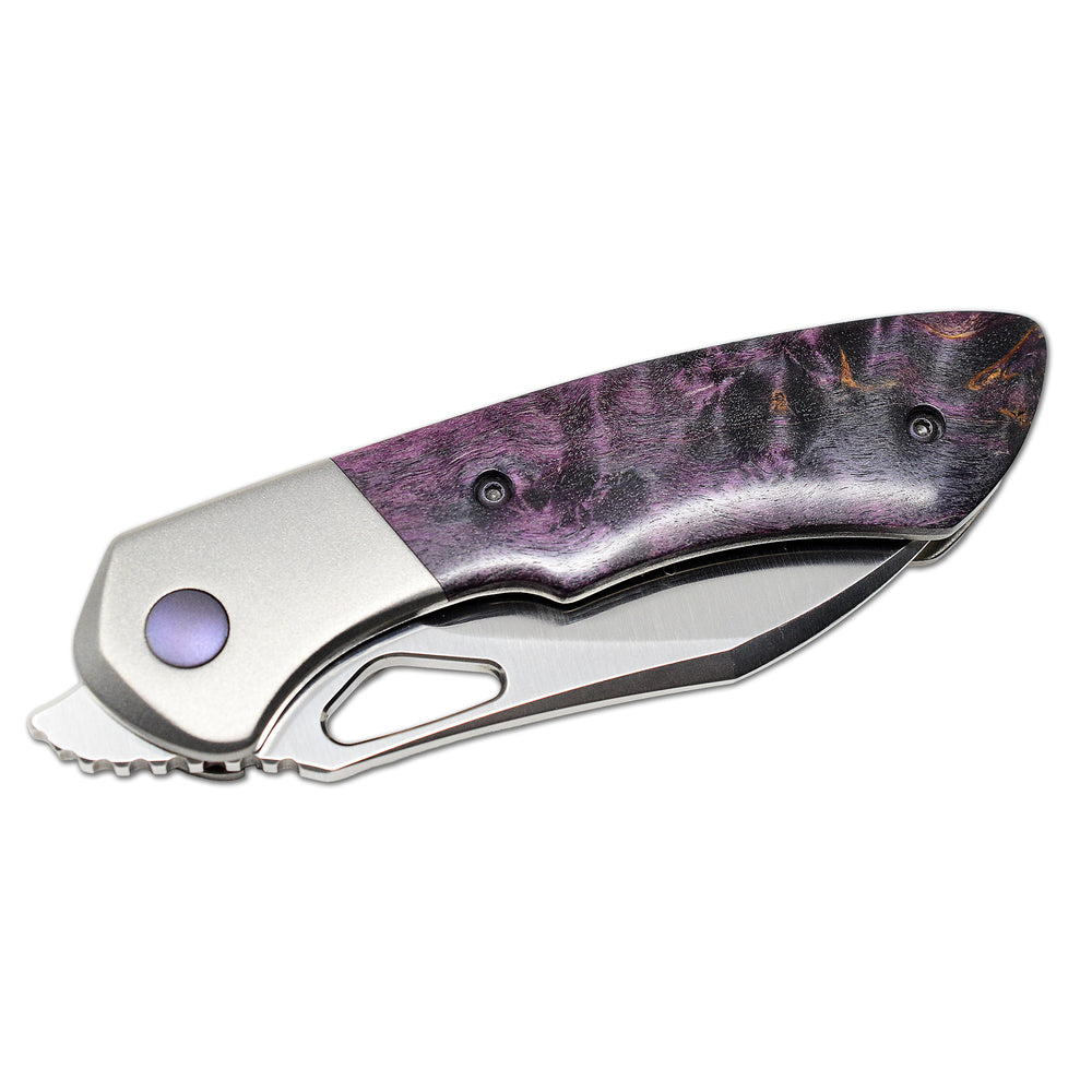 Olamic WhipperSnapper stabilized purple Karelian birch scales