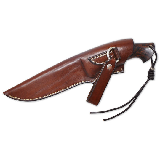 Andrii Titov Model 2 knife in custom leather sheath