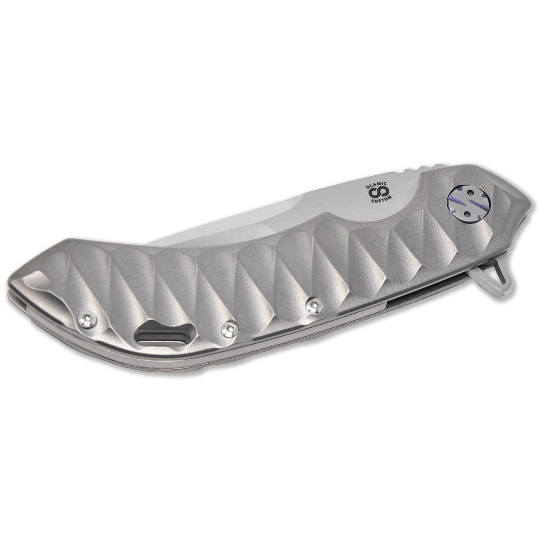 Scalloped Titanium handle on Wayfarer 247 Suna CTS-XHP folding knife