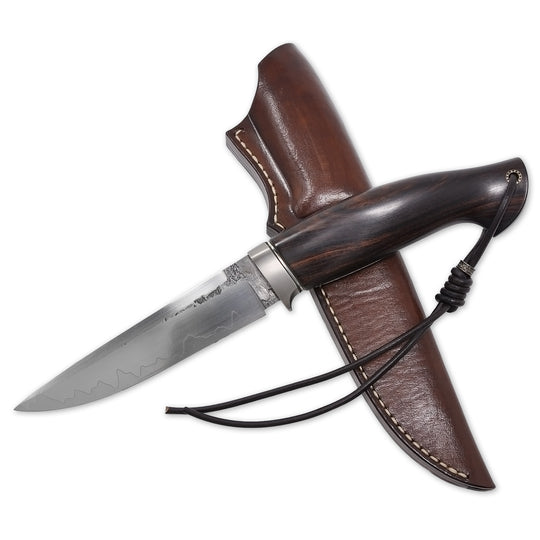 Andrii Titov Model 3 knife with custom leather sheath
