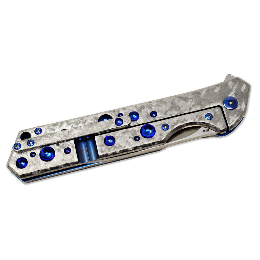 Olamic Rainmaker Frosty titanium knife, folded, pocket clip