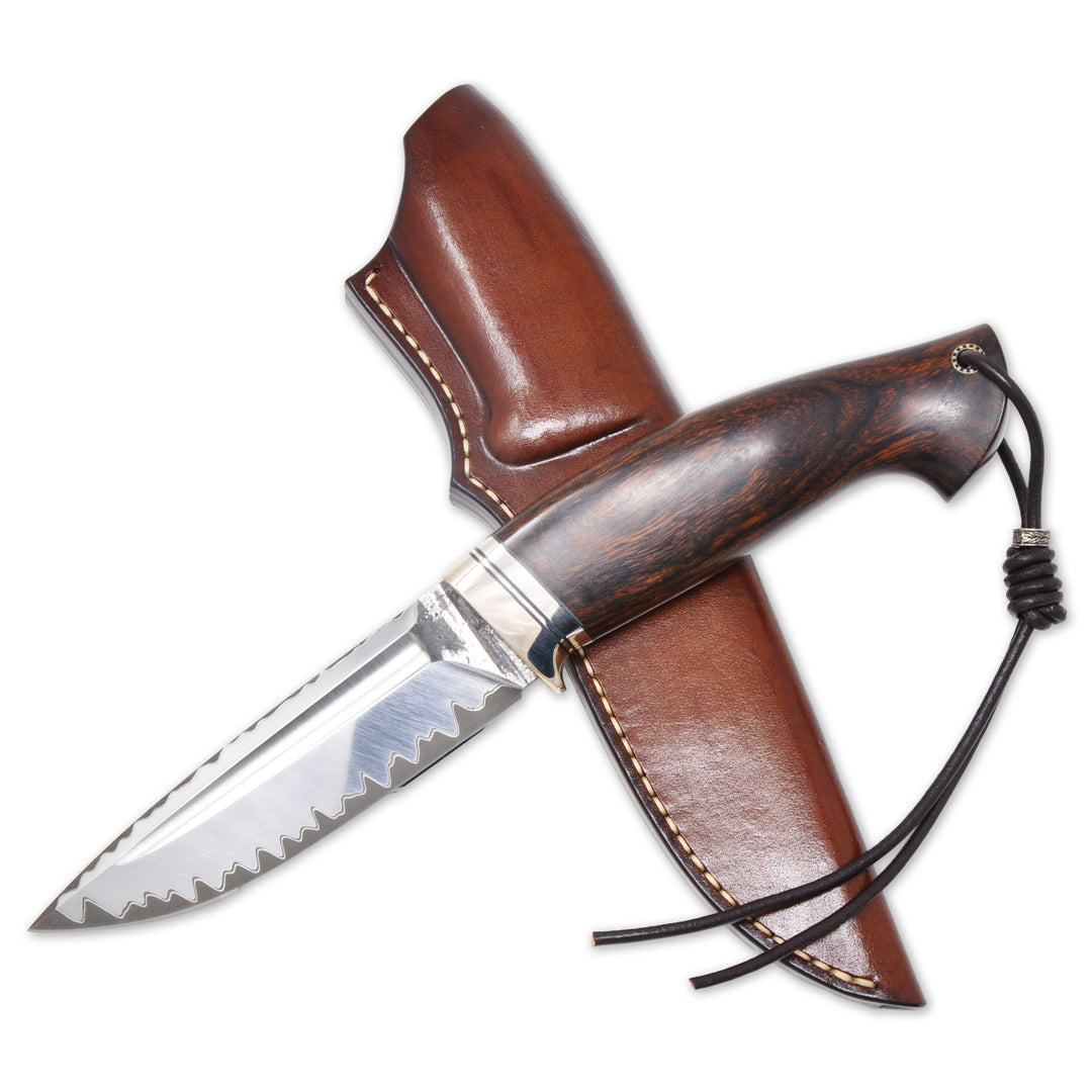 Andrii Titov Model 2 knife with custom leather sheath