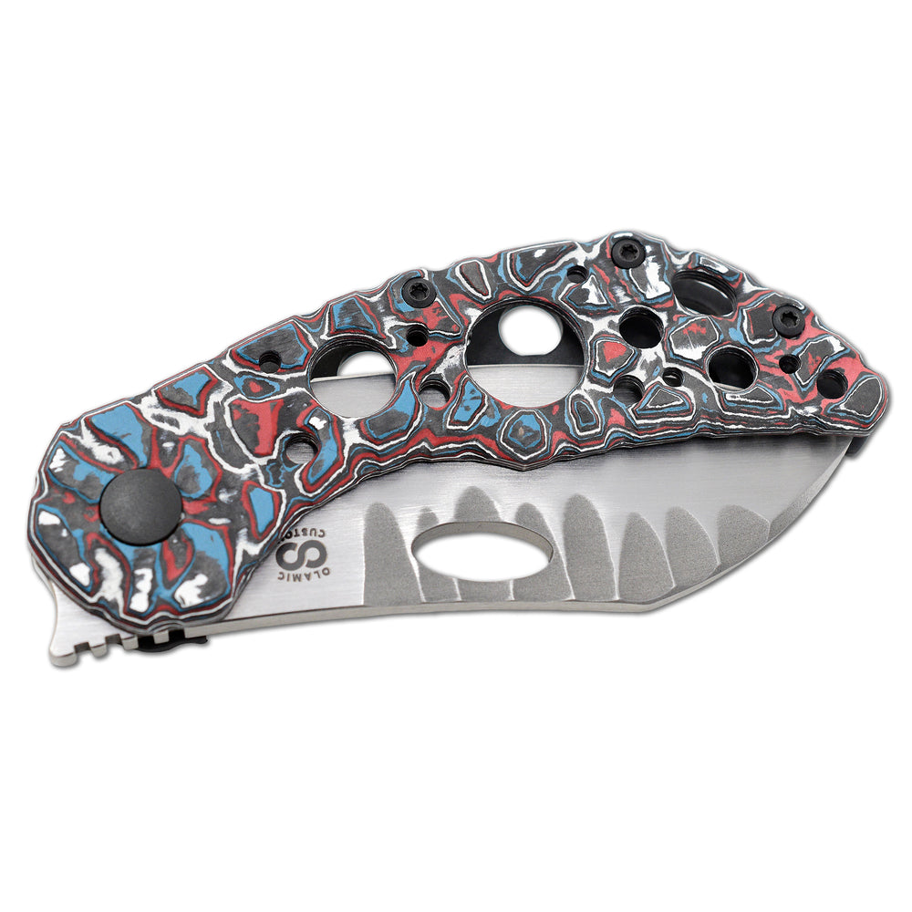 Olamic Busker custom Carbon Fiber handle with holes, folded knife