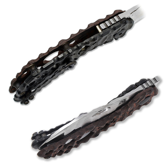 Carbon fiber and Aphotic Black titanium handle combination on Olamic Busker Featherweight.