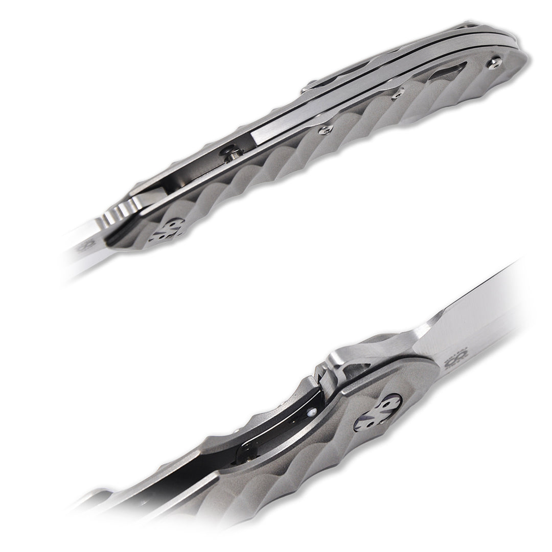 Frame lock and backspacer details on Wayfarer 247 Suna CTS-XHP folding knife