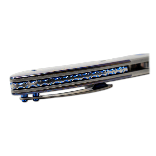 Titanium Backspacer details on Olamic WhipperSnapper knife