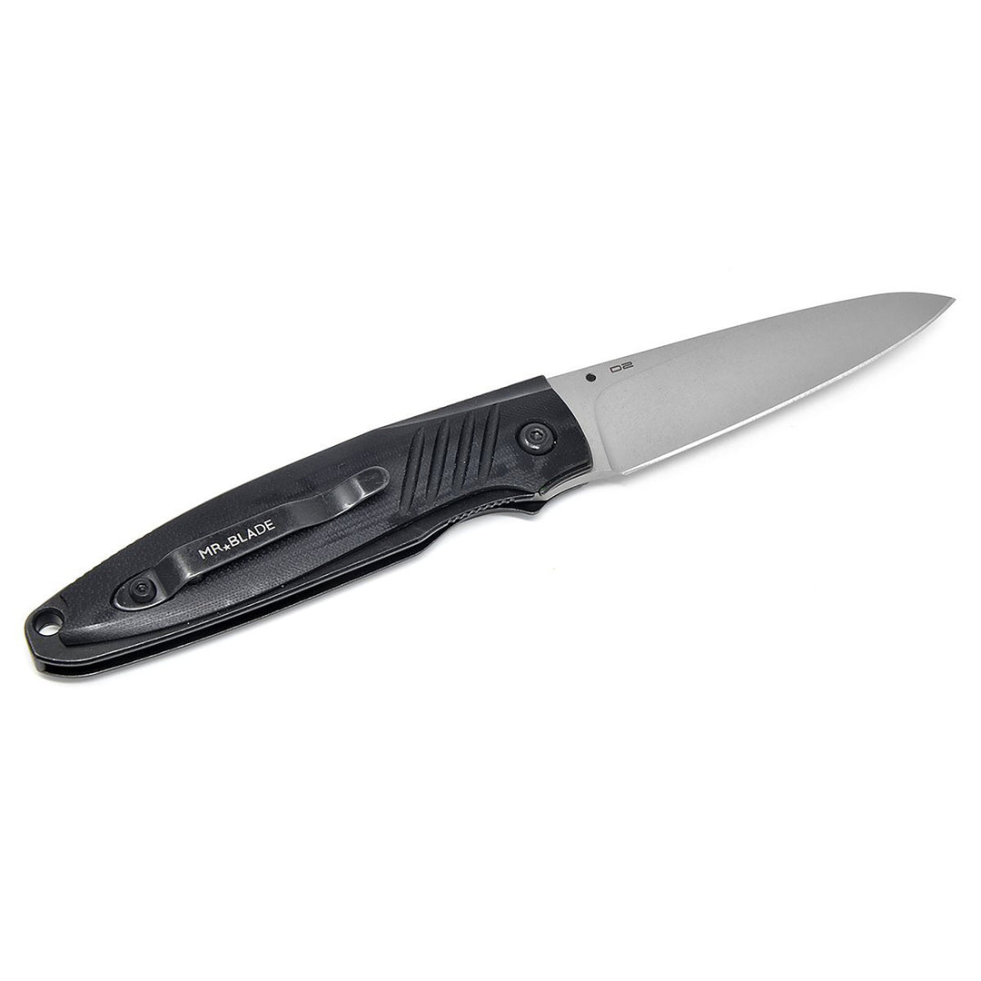 Budget-friendly black coated D2 EDC knife Mr. Blade SHOT