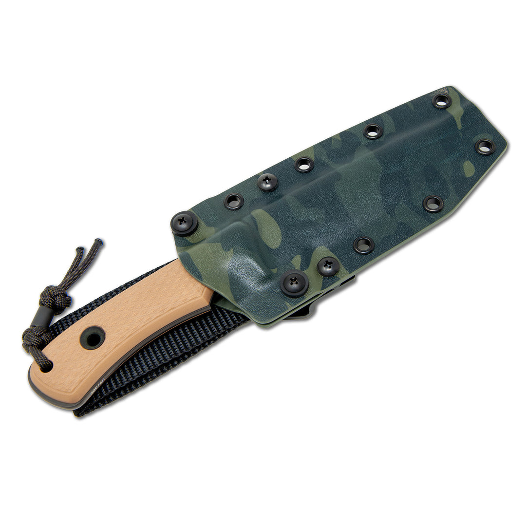 TRC South Pole V4E Coyote knife with Multicam Black Kydex sheath