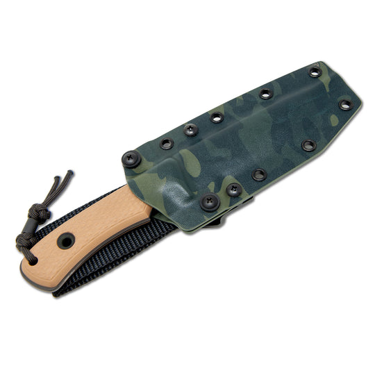 TRC South Pole V4E Coyote knife with Multicam Black Kydex sheath