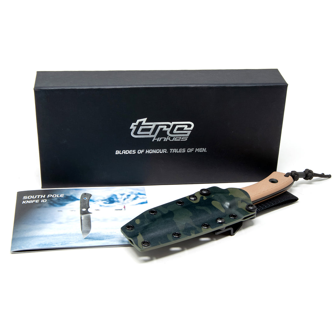 TRC South Pole Vanadis 4 Extra desert color fixed blade with packaging
