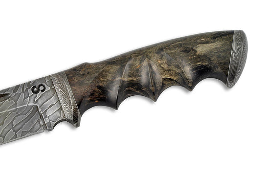 Voykar - custom Damascus knife from Olamic Cutlery, handle details