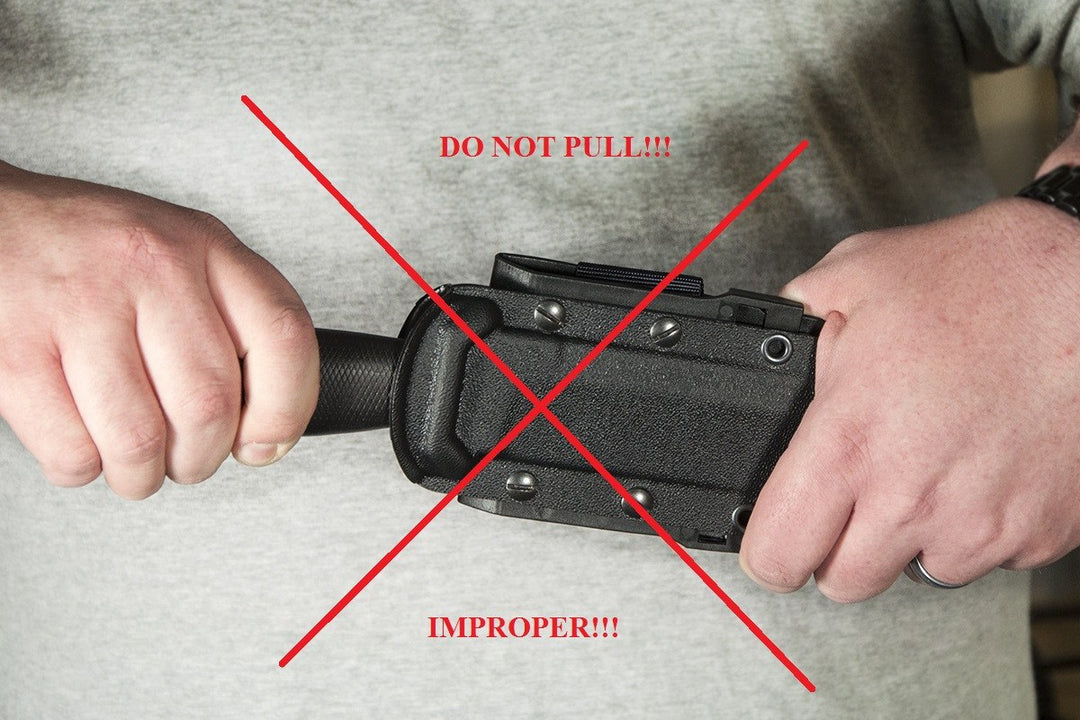 Do not pull the knife straight from the sheath
