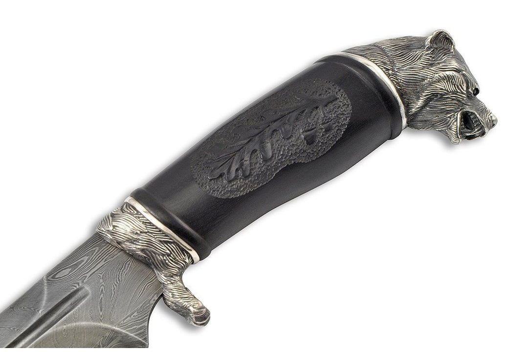 Bear - custom Damascus knife by Nord Crown, handle details