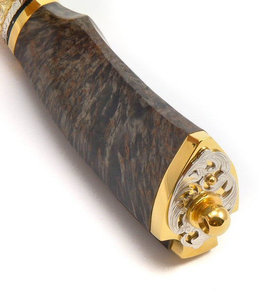 Rosarms Wolf custom knife with Damascus blade - handle decoration details
